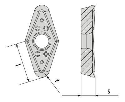 Břitová destička tvaru V - litina, neželezné materiály