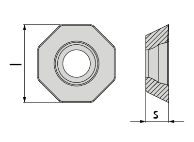 Osmihranná břitová destička - neželezné materiály